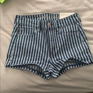 Blue and White striped American Eagle Jean Shorts